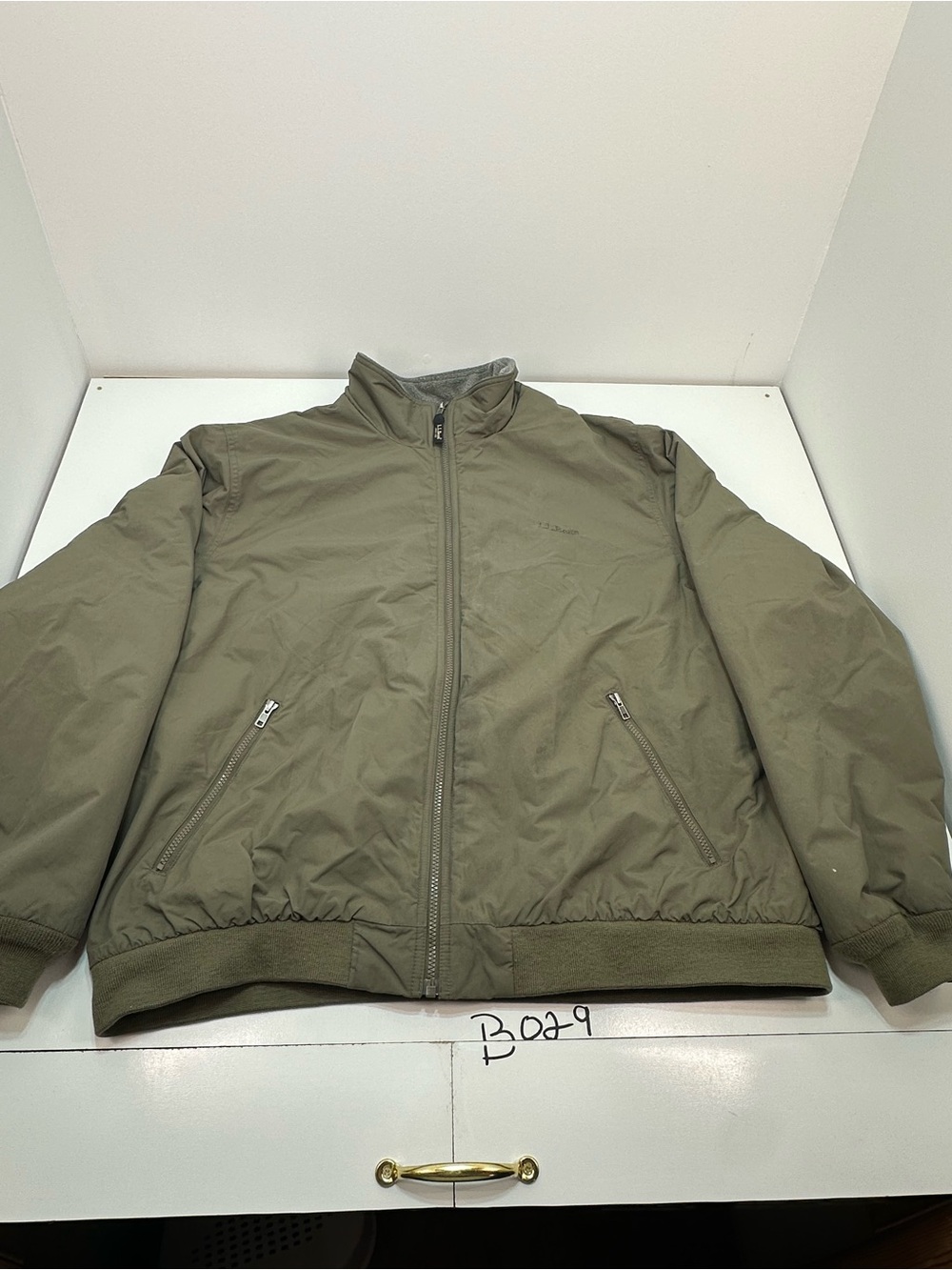 L.L. Bean Olive Green Zip-Up Bomber Jacket